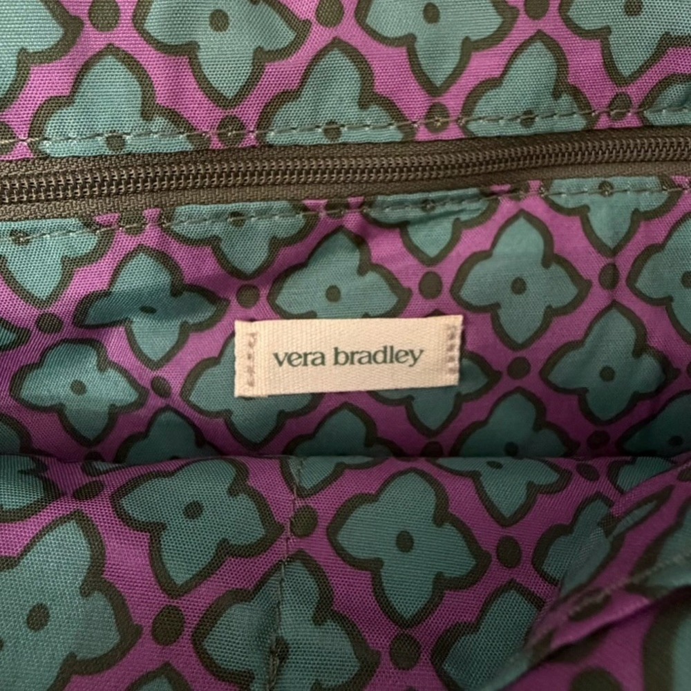 Vera Bradley Small East West Tote Purse Bag Deep Lichen Green Lightweight Preppy - Picture 5 of 13